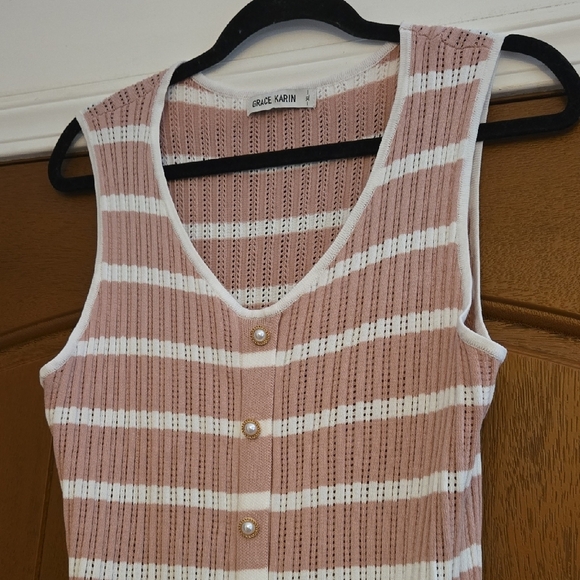 GRACE KARIN Womens 2024 Summer Striped Dress Sleeveless Knitted Midi Tank Ribbed - Picture 3 of 6